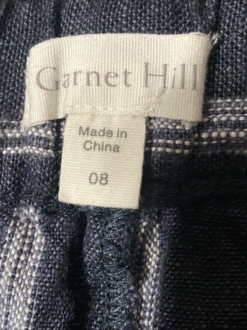 Garnet Hill Navy and White Stripe Button-Front linen A-Line Skirt size 8 - Picture 3 of 6
